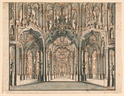 Diseño de Escenario, Salón del Palacio con Arcadas de Unknown artist