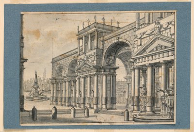 Diseño de Escenario, Columnata y Fuentes de Unknown artist