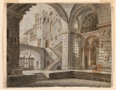 Diseño de escenario: Corte en castillo gótico de Unknown artist