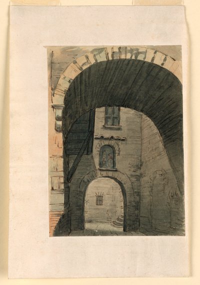 Diseño de escenario, corte en edificio antiguo de Unknown artist