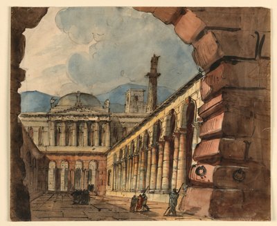 Diseño de escenario, exterior del palacio de Unknown artist