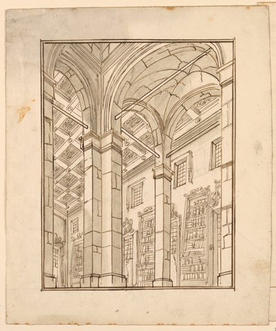 Diseño escénico: Interior de biblioteca con arcos de Unknown artist