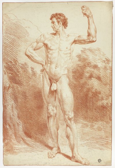 Desnudo masculino académico de pie de Unknown artist