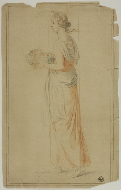 Niña de Pie Sosteniendo una Cesta de Unknown artist