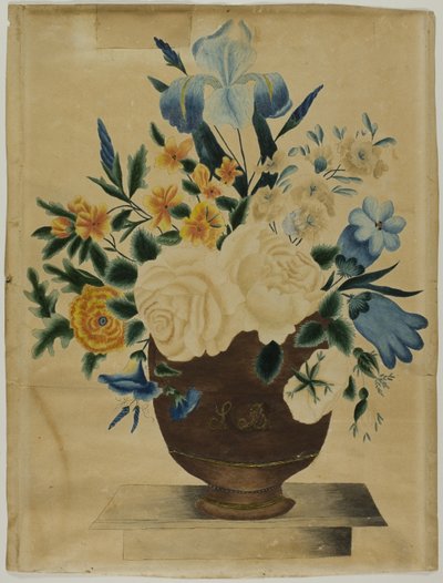 Naturaleza muerta con arreglo floral en maceta de Unknown artist