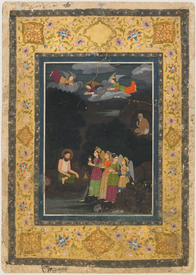 Sultán Ibrahim ibn Adham de Balkh visitado por ángeles de Unknown artist