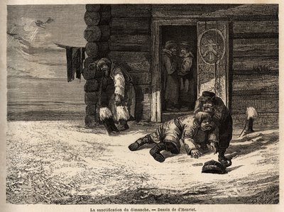 La santificación del domingo tiene licor de comino, trabajadores de Dorpat. Dibujo de Henriet, para ilustrar su viaje a las provincias bálticas rusas en 1851-54. Grabado en “Le tour du monde”, editado por Edouard Charton de Unknown artist