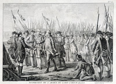 Rendición del ejército británico de Lord Cornwallis (1738 - 1805) a América el 19 de octubre de 1781 de Unknown artist