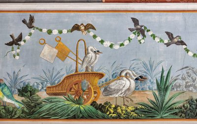 Cisnes y otras aves, detalle de 3743687 (fresco) de Unknown artist