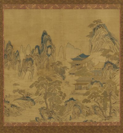 Tapiz: paisaje - un palacio entre montañas de Unknown artist