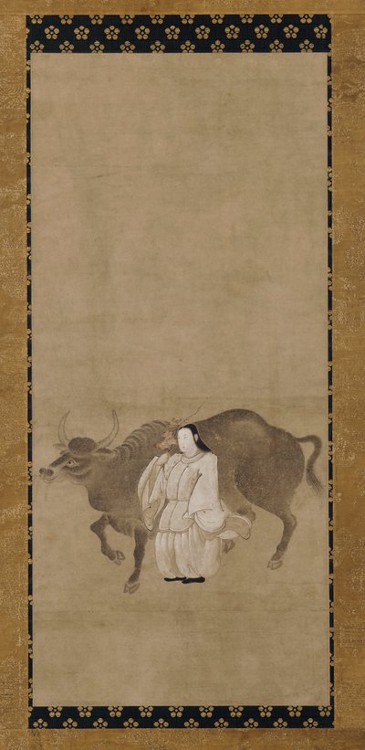 Tenjin (Sugawara no Michizane) con un buey de Unknown artist