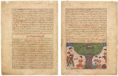 Página de texto, Prosa persa (recto); La historia de Adán paz sobre él, sus hijos y descendencia (verso) de Unknown artist