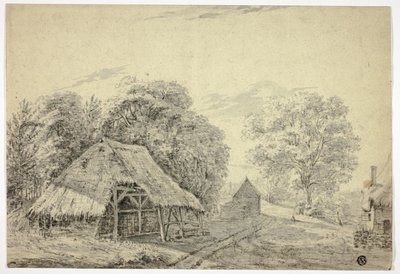 Cobertizo de paja en la granja de Unknown artist