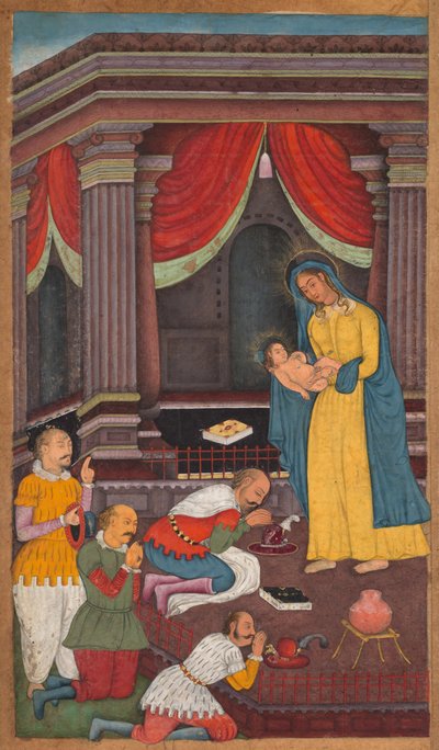 La Adoración de los Pastores, de un Espejo de Santidad (Mir’at al-quds) del Padre Jerome Xavier de Unknown artist