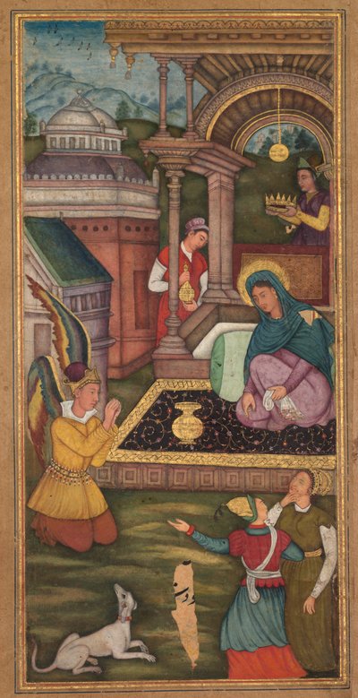 La Anunciación, desde un Espejo de Santidad (Mir’at al-quds) del Padre Jerome Xavier de Unknown artist