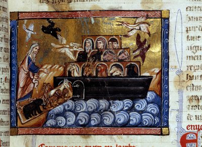El Arca de Noé Miniatura de un manuscrito "Historia Universal" siglo XIII. Biblioteca Municipal de Dijon de Unknown artist