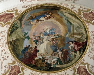 La Asunción de la Virgen. Fresco de la bóveda, Iglesia Abacial de Ebersmunster, Alsacia de Unknown artist
