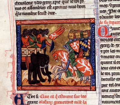 La Batalla del Hidaspes: Alejandro y Poros luchando en 327 a.C. de Unknown artist