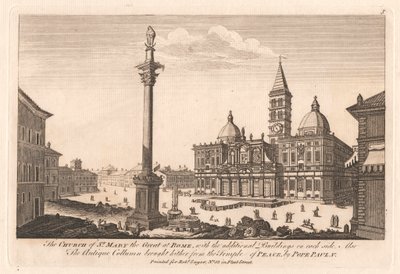 La Iglesia de Santa María la Grande en Roma, con los Edificios adicionales a cada lado; También la Columna Antigua traída aquí desde el Templo de la Paz, por el Papa Pablo, V de Unknown artist