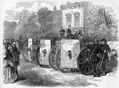 La Comuna de París en 1871. Ametralladora blindada utilizada por los federados (comuneros) de Unknown artist