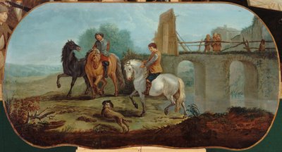 La doma de los caballos, entre 1701 y 1800 (óleo sobre lienzo) de Unknown artist