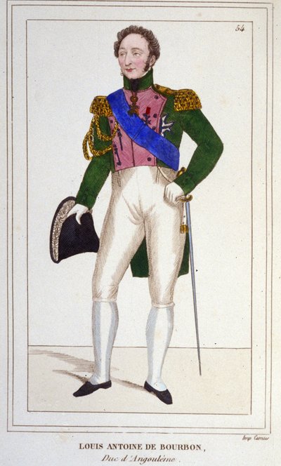 El Duque de Angulema Luis Antonio de Artois (1775-1844), último delfín de Francia. Grabado de 1830 de Unknown artist