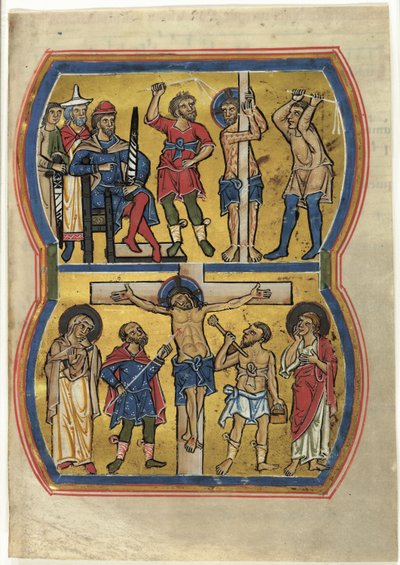 La flagelación y la crucifixión, de un salterio de Unknown artist