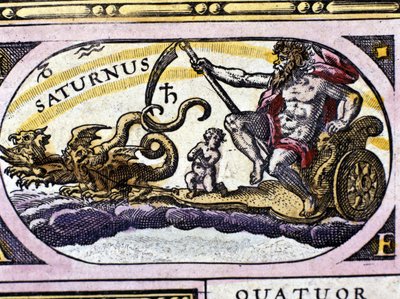 El dios Saturno (Cronos) en un carro tirado por dos dragones de Unknown artist