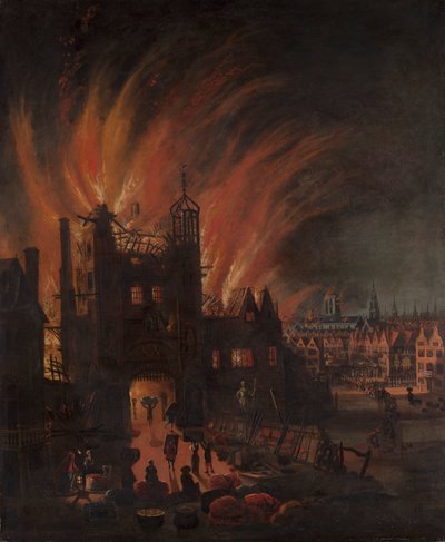 El Gran Incendio de Londres, con Ludgate y Old St. Paul