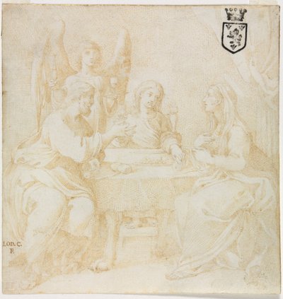 The Holy Family at Table Served by an Angel de Unknown artist