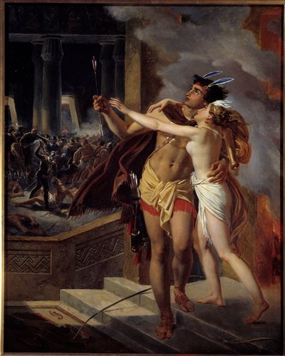 Los Incas o la destrucción del Imperio Inca del Perú destruido en el siglo XVI por los conquistadores españoles. Ilustración después de la novela "Los Incas" del filósofo Jean Francois Marmontel. Pintura de la escuela anónima. Siglo XVIII. La Rochelle de Unknown artist