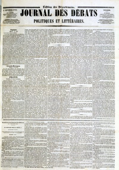 El Diario de Debates del 05/09/1845 de Unknown artist