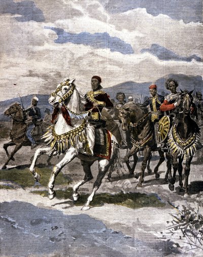 El Rey de Etiopía Menelik II (1844 - 1913). Ilustración de la prensa italiana. de Unknown artist