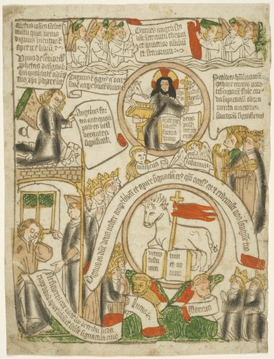 El Cordero recibiendo el libro sellado, folio C de El Apocalipsis de Unknown artist