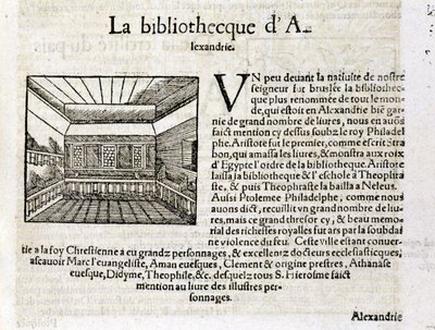 La Biblioteca de Alejandría - en “Cosmografía Universal” de Unknown artist