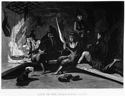 La vida de los esquimales en un iglú - Elisha Kent Kane, Exploración Ártica en los años 1853 - 1855, Filadelfia, Childs y Peterson de Unknown artist