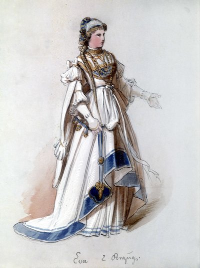 Los maestros cantores de Núremberg (Die Meistersinger von Nürnberg), ópera creada por Richard Wagner: traje de Eva para la primera representación. Museo Wagner Bayreuth. de Unknown artist