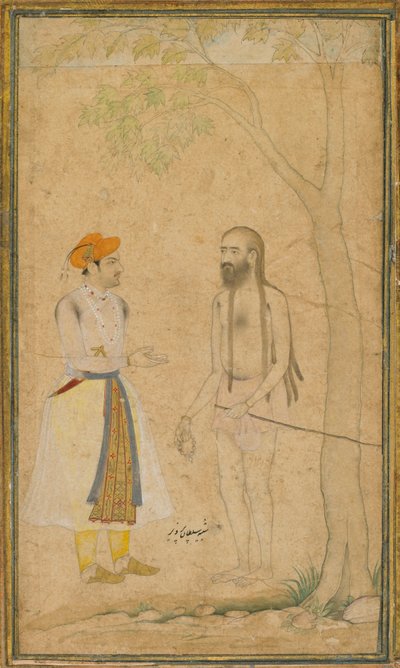 El Príncipe Mughal Parvez y un Hombre Santo de Unknown artist
