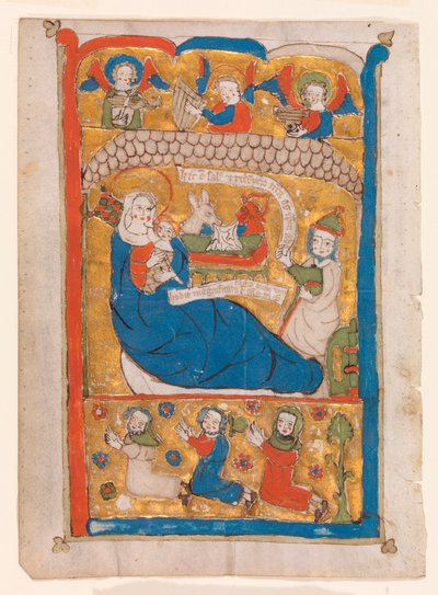 La Natividad con José, ángeles y adoradores de Unknown artist