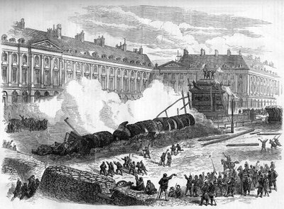 La Comuna de París en 1871. Demolición de la columna Vendôme por los federados (comuneros) el 12 de abril de Unknown artist