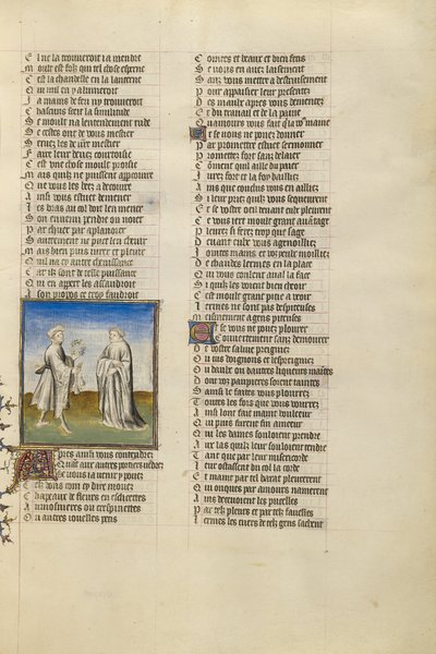 La personificación de la amistad que da una guirnalda y sacos de oro como limosna al amante de Unknown artist