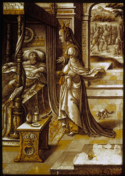 La princesa fenicia Jezabel promete a su esposo Ahab obtener la viña de Nabot de Unknown artist