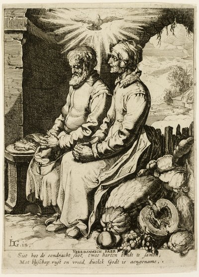 La piadosa pareja de ancianos de Unknown artist