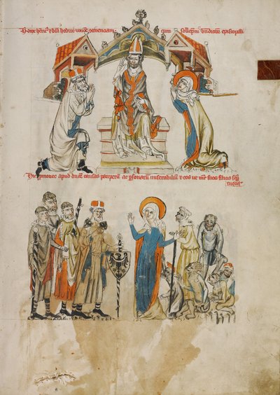 La promesa de castidad; Santa Eduviges asistiendo a pobres y enfermos de Unknown artist