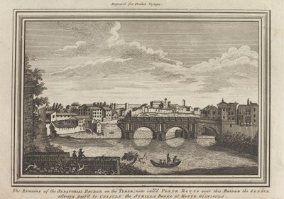 Los Restos del Puente Senatorial en el Tyber; ahora llamado Ponte Rotto sobre este Puente el Senado pasaba para consultar los Libros de Sybills en Monte Gianiculo. de Unknown artist