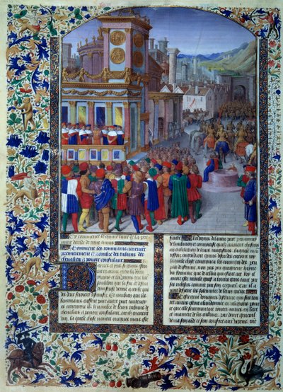 Los romanos preparan el asedio de Veies en 396 a.C. Miniatura de 