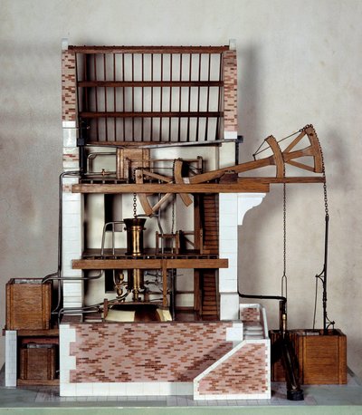La máquina de vapor de Thomas Newcomen de Unknown artist