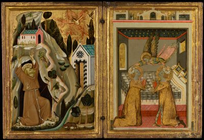 La estigmatización de San Francisco y Ángel Coronando a las Santas Cecilia y Valeriana de Unknown artist