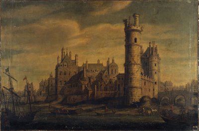 La Torre y la Puerta de Nesle, Hôtel de Nevers, hacia 1650 (óleo sobre lienzo) de Unknown artist