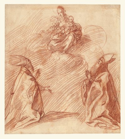La Virgen y el Niño se aparecen a dos obispos de Unknown artist